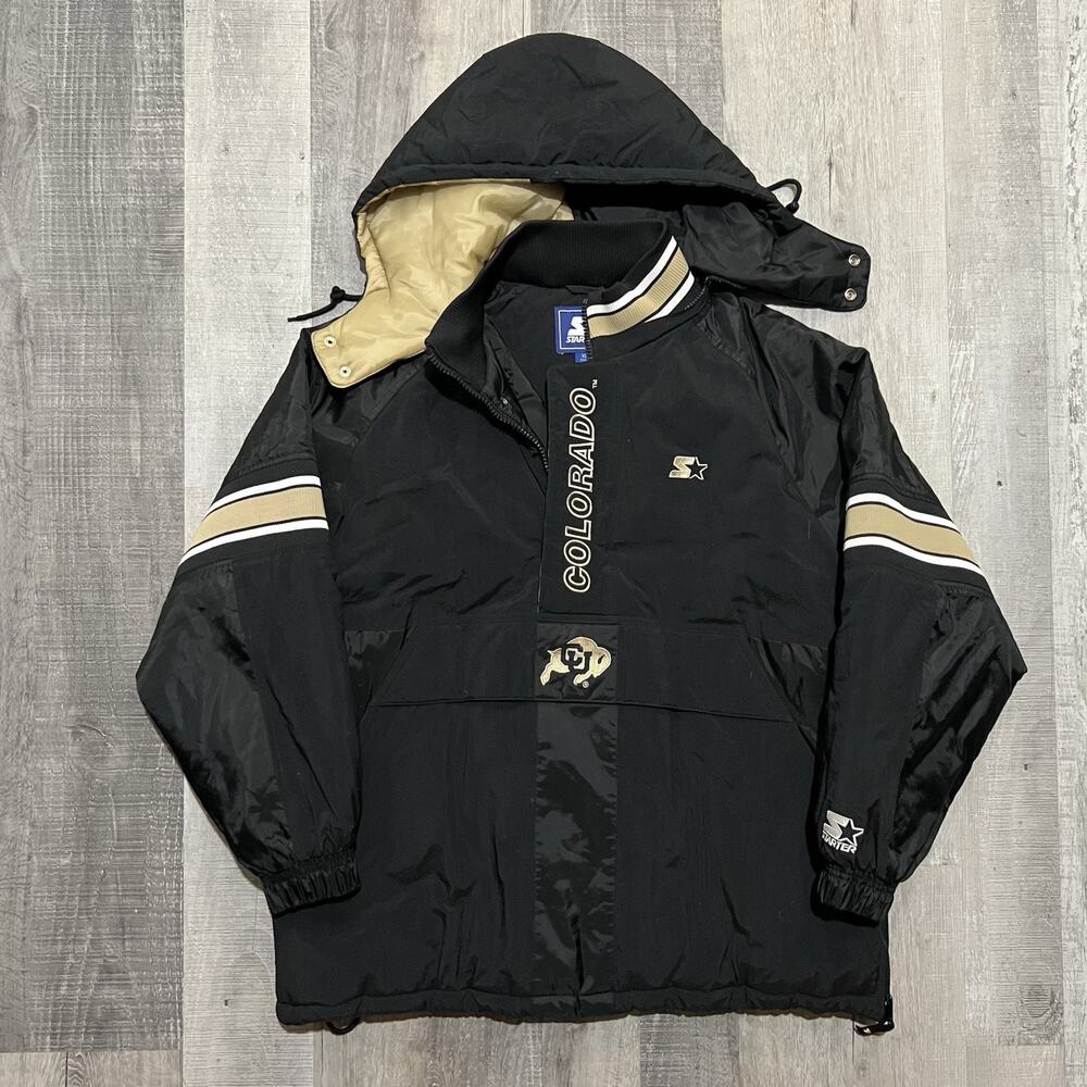 Starter University Of Colorado Puffer Jacket Black CU Buffs Pull Over College XL